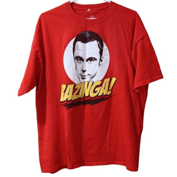The Big Bang Theory Bazinga Sheldon Red Tshirt XL - Picture 1 of 10